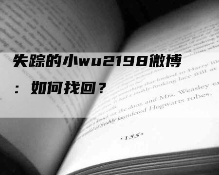 失踪的小wu2198微博：如何找回？