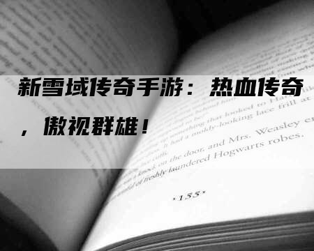 新雪域传奇手游：热血传奇，傲视群雄！