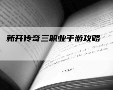 新开传奇三职业手游攻略