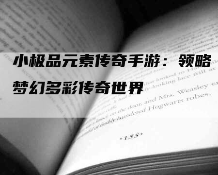 小极品元素传奇手游：领略梦幻多彩传奇世界