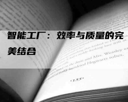 智能工厂：效率与质量的完美结合