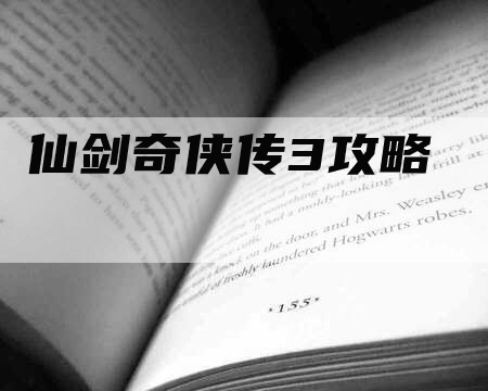 仙剑奇侠传3攻略