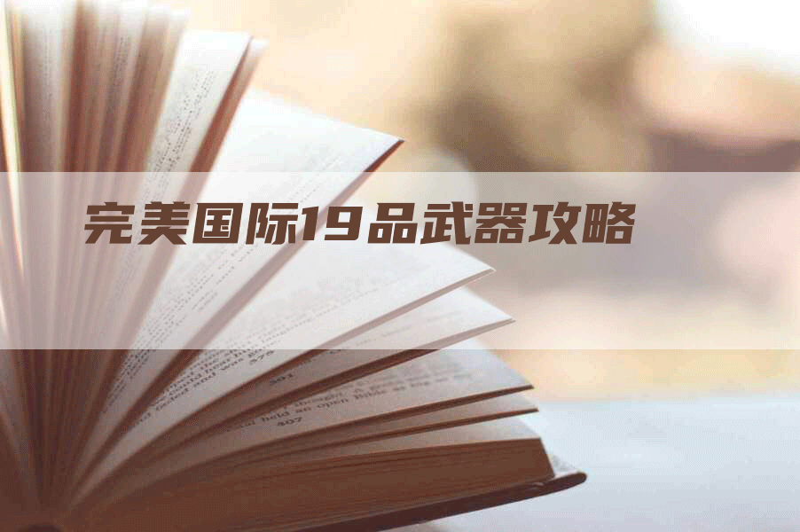 完美国际19品武器攻略