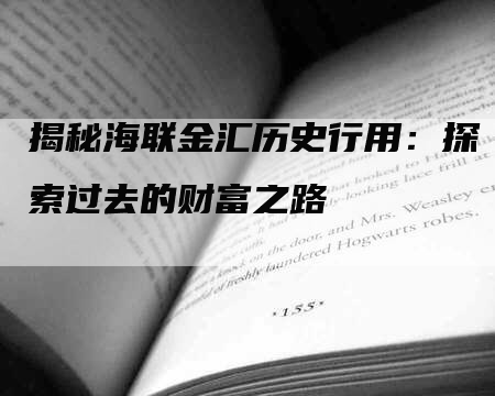 揭秘海联金汇历史行用:探索过去的财富之路-Chatgpt信息网
