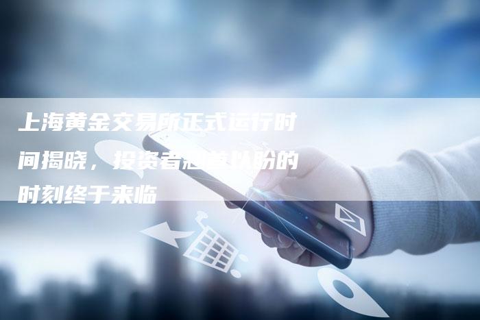 上海黄金交易所正式运行时间揭晓，投资者翘首以盼的时刻终于来临
